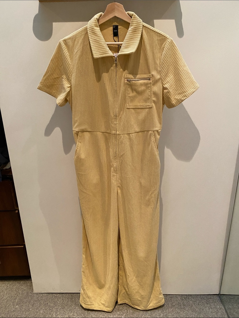 Cider Corduroy Short-Sleeve Jumpsuit - Butter Yellow